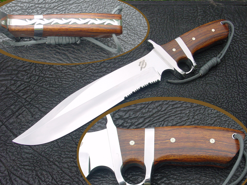 Rocket Handmade Knives        Sub-hilt Mexican Bowie with finger ring