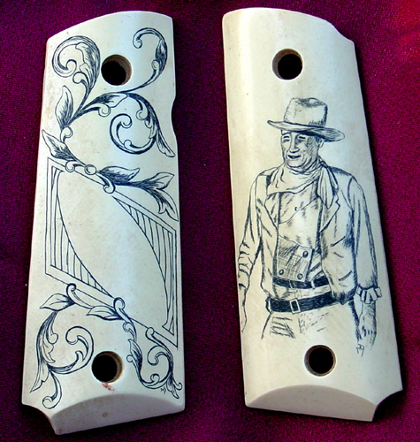 Scrimshaw By Mary scrimshaw of John Wayne