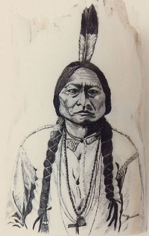 Scrimshaw By Mary scrimshaw portrait of       Sitting Bull
